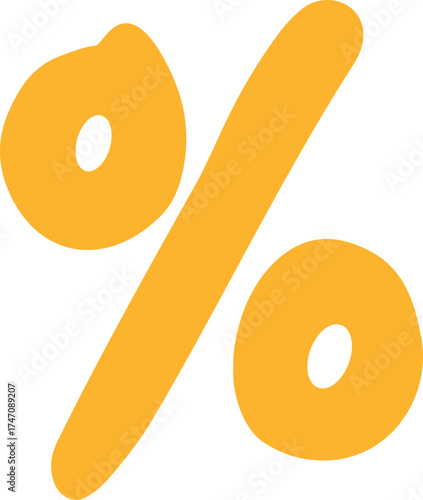 Bright yellow percentage symbol illustration representing discounts, promotions, and sales in a bold, modern flat design.