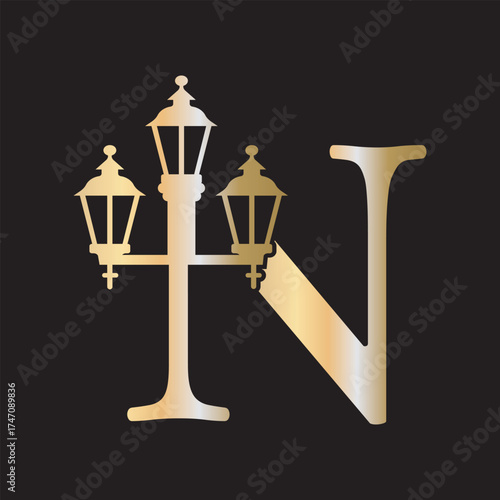 Light Logo combine with letter N vector template