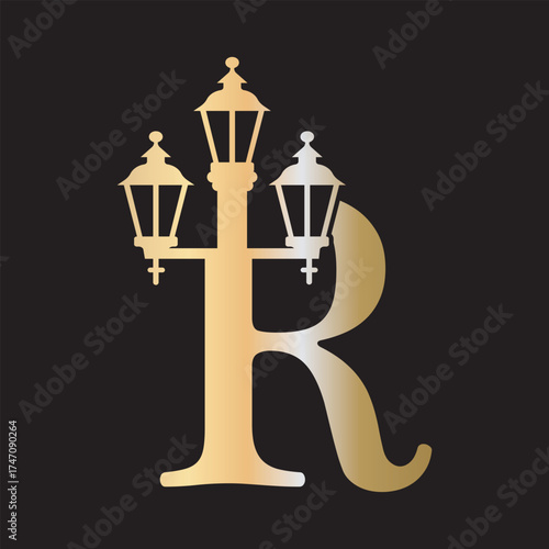 Light Logo combine with letter R vector template