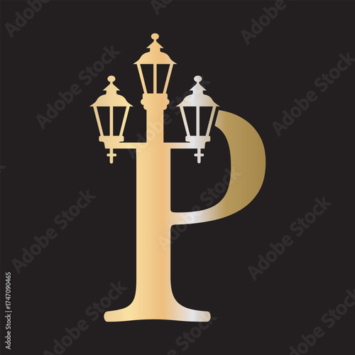 Light Logo combine with letter P vector template