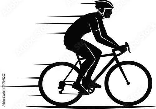Speed cyclist silhouette illustration showing fast motion, energy, and power in modern vector design for sports concepts