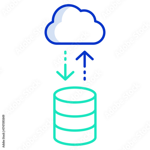 server to cloud outline color icon design