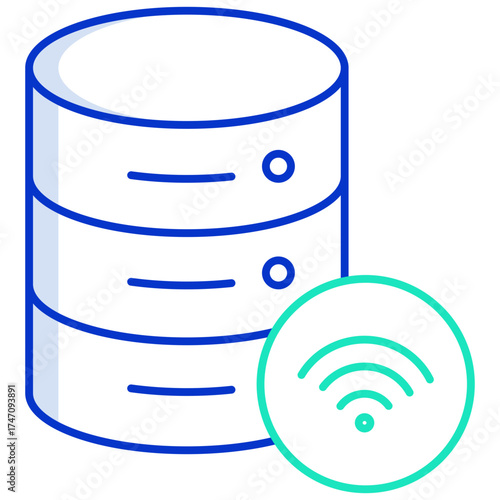 server data outline color icon design