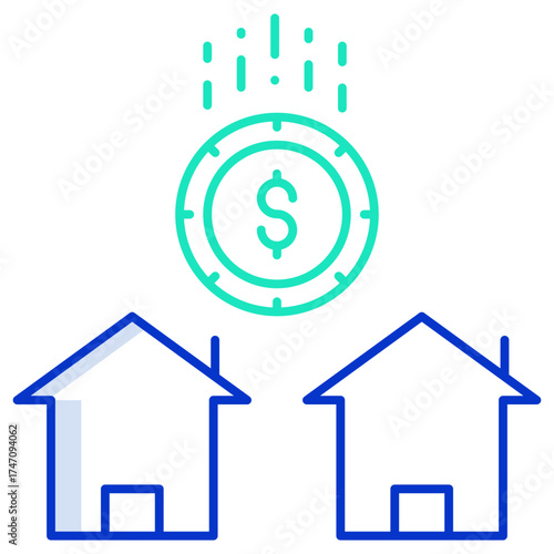 home money investment outline color icon design