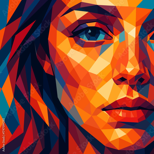 woman face - low poly design style (artwork1)