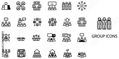 Group simple concept 24 Black and White color icons set .Vector illustration.	