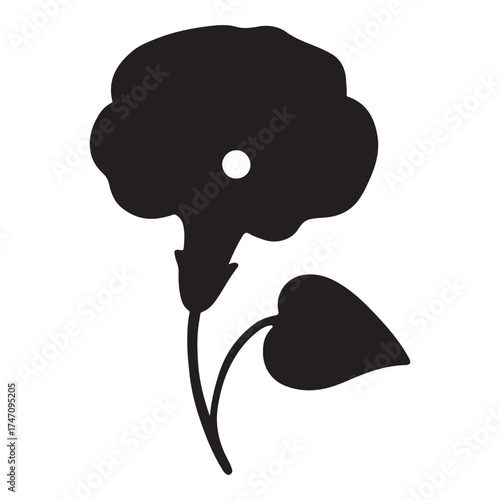Morning Glory Silhouette Vector Icon in Black Solid Style for Nature, Botanical, and Garden Design