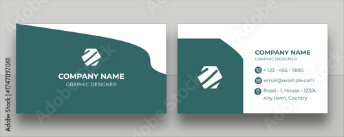 Modern Elegant Teal Business Card design. white space modern business Card. Professional mint business card template