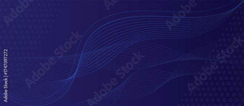 Blue Abstract Wave Background – Futuristic Flow Lines, Digital Technology Pattern, Gradient Curves for Modern Website, Presentation, Banner, and Graphic Design Templates