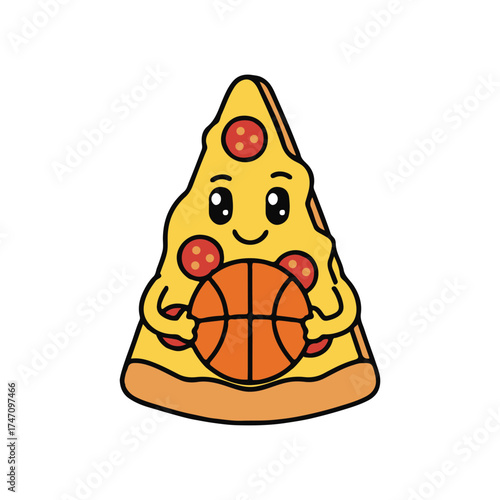 Basketball Pizza Slice Vector Illustration