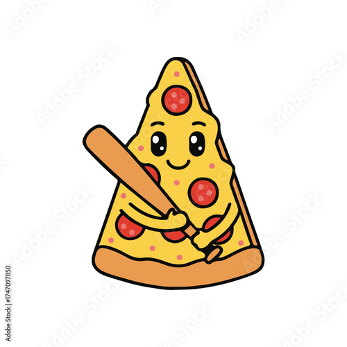 Baseball Pizza Slice Vector Illustration