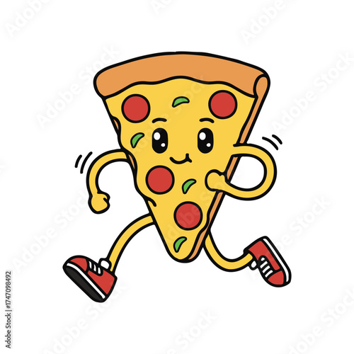 Running Pizza Slice Vector Illustration