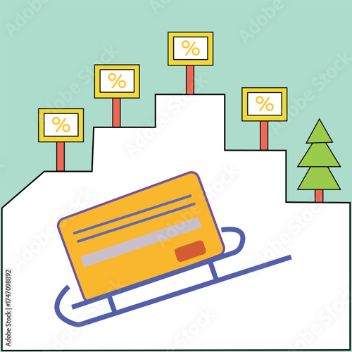Winter sale concept with credit card and discounts