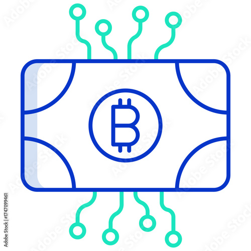 bitcoin currency outline color icon design
