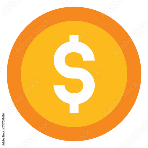 Modern Dollar Coin Symbol Vector Isolated on White Background