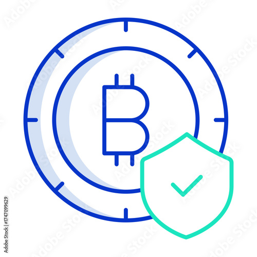 bitcoin secure outline color icon design