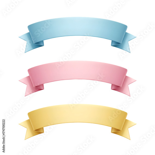 Free Download Three pastel colored ribbons for text or design elements on a black background perfect for announcements or decorations - GFXLoad