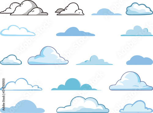 Cartoon Cloud Vector Art Collection - Cute Sky And Weather Illustrations