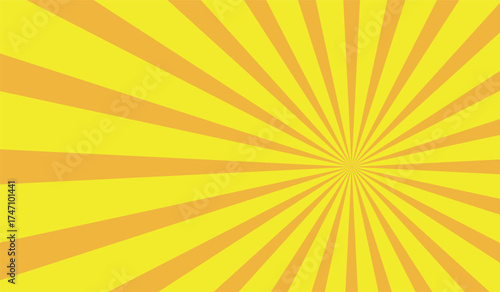 Radiant yellow and orange sunburst background with glowing rays of light, perfect for retro poster design, summer themes, or vibrant abstract artwork. 2