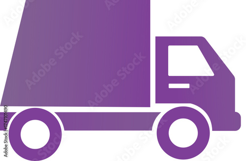 Purple delivery truck icon in flat vector design