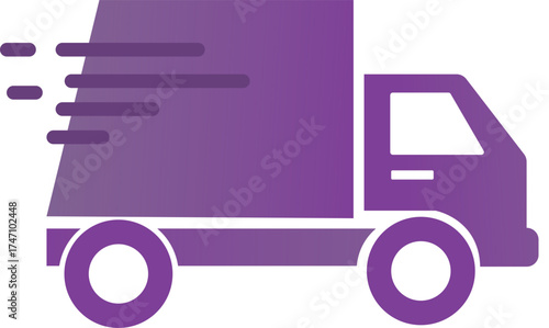 Fast delivery truck icon in purple gradient vector