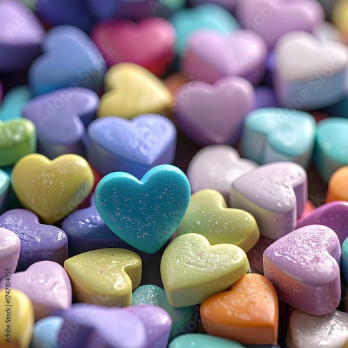 Colorful heart candies, close-up