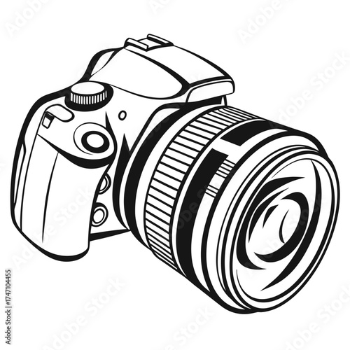 Black and white graphic of a D S L R camera DSLR photography