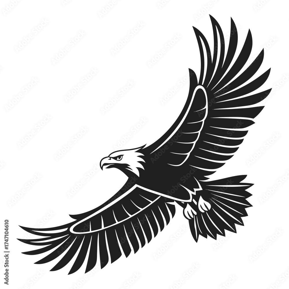 Obraz premium Black eagle in flight logo graphic bird flying