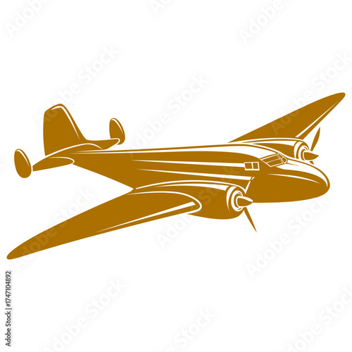 Vintage Retro Tri Motor Plane Design Vector Clipart Transparent Background