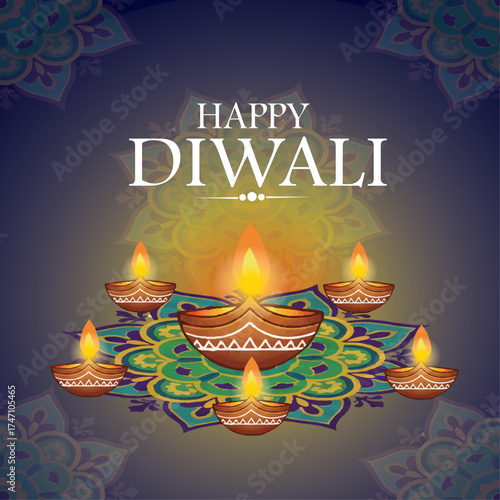 Happy Diwali Greeting Card Design