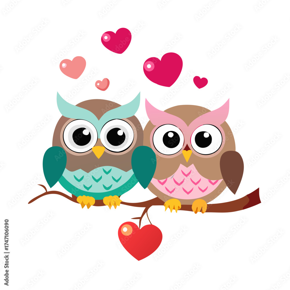 Fototapeta premium owls on a branch