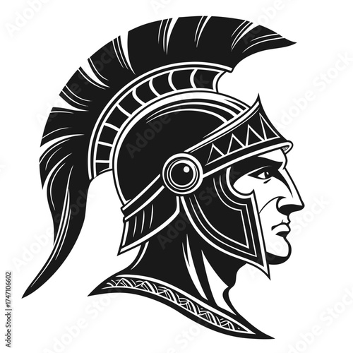 Black Spartan Helmet Profile Silhouette ancient greek