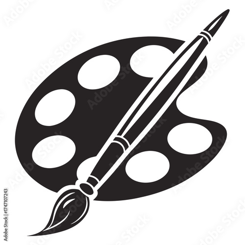 Black paintbrush and palette graphic logo artist artistic