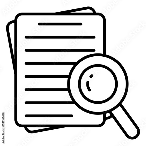 Conceptual linear design icon of search paper 