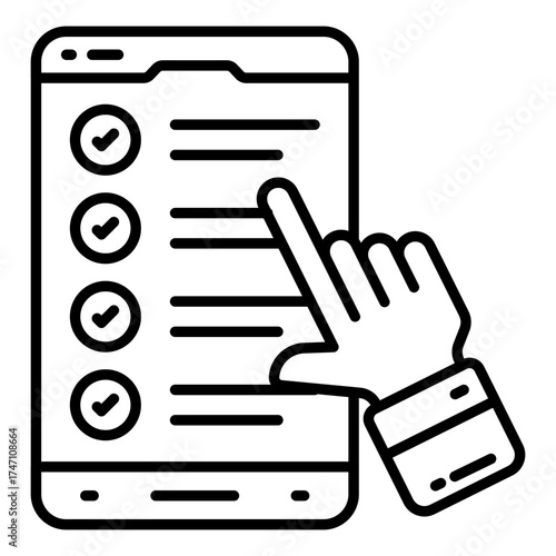 A linear design icon of mobile list 