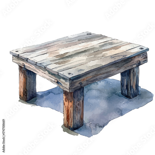 Dock, watercolor clipart vector, isolated on a white background.