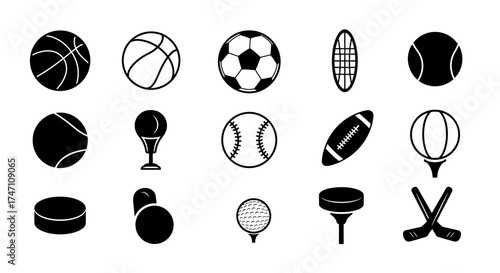 Collection of hand-drawn sports balls and equipment icons perfect for athletic themes and designs vector