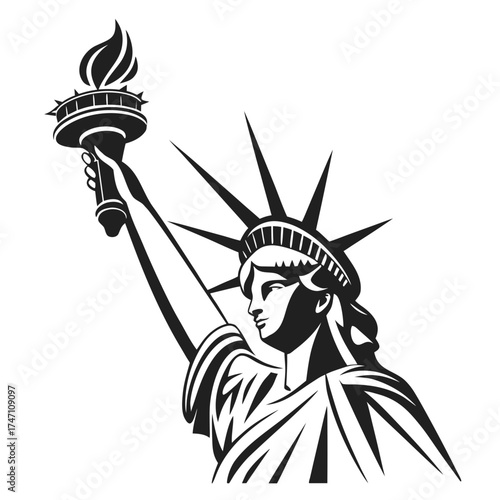 Black Statue of Liberty torch and crown graphic freedom