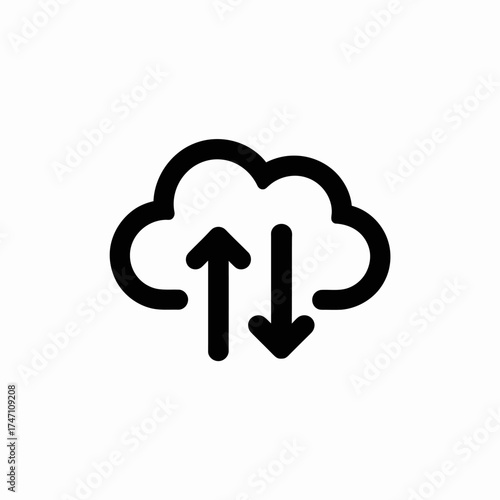Cloud with Arrows Icon – Cloud Storage and Data Sync Symbol