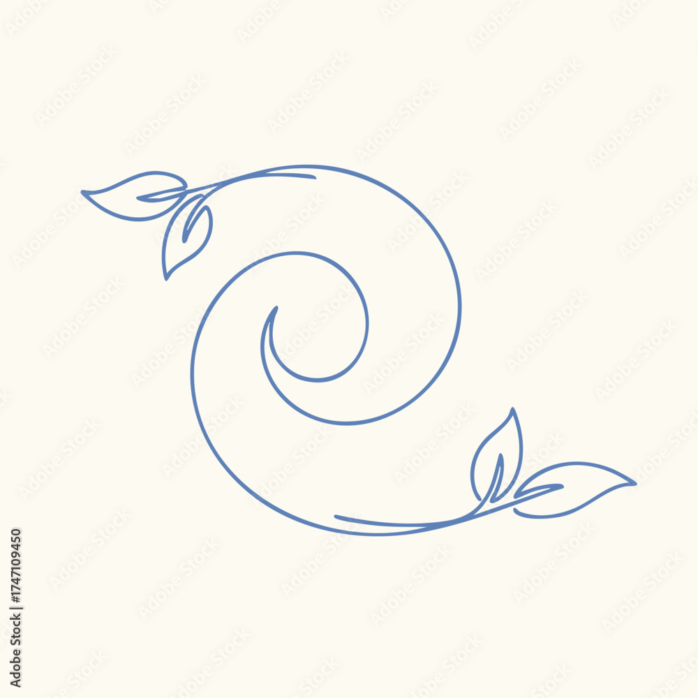 Fototapeta premium Elegant Spiral Design with Leaf Accents on a Minimalist Light