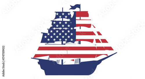 Majestic tall ship silhouette embodying the spirit of american patriotism and maritime heritage vector