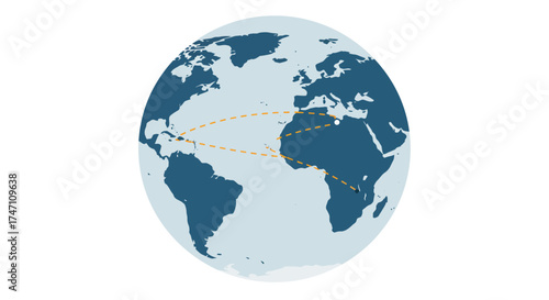 Realistic 3d earth globe focusing on americas and europe africa continents translucent water and land textures isolated on white vector