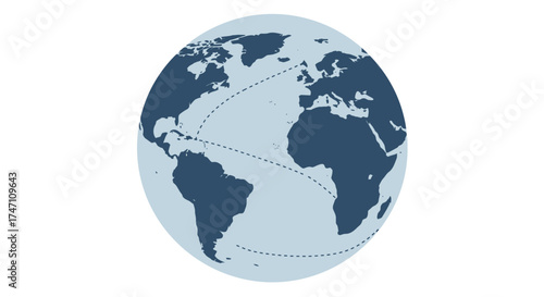 Detailed world map globe with north and south america and europe clearly visible for global business and education vector