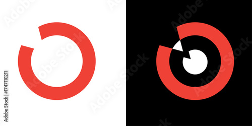 A 3D red number zero or eight icon design with a round target concept illustration for business or web symbol