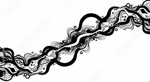 Abstract monochrome organic flowing liquid ink splatter texture with swirling patterns and bubbles vector