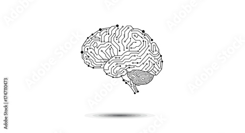 Digital brain technology concept circuit board art futuristic neural network idea mind abstract symbol vector