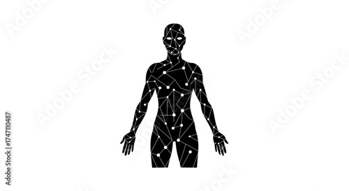 Human body diagram with luminous energy points circulatory system acupressure points science medical futuristic concept vector