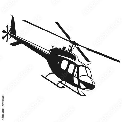 Black helicopter silhouette on white background vector