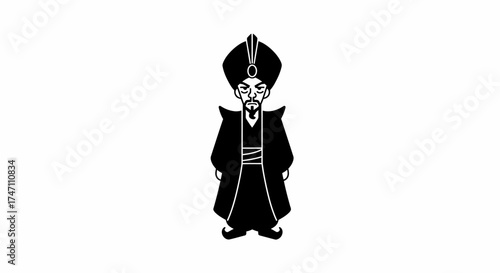 Stylized silhouette of an ancient samurai warrior in traditional kimono and samurai hat emblematic of japanese heritage and culture vector