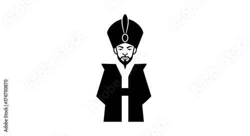 Stylized figure of a clergyman in traditional vestments and headwear depicting religious authority and historical significance vector